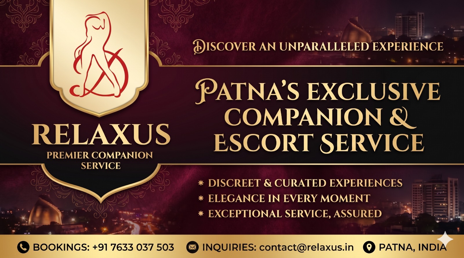 Relaaxus Escort Services in Patna – Premium Discreet Companionship